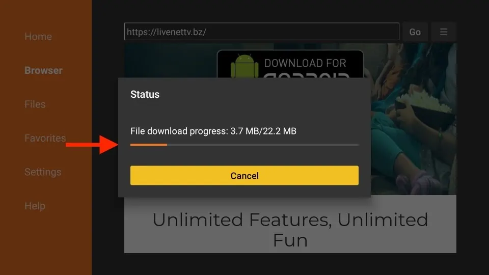 wait for the OnStream app to install