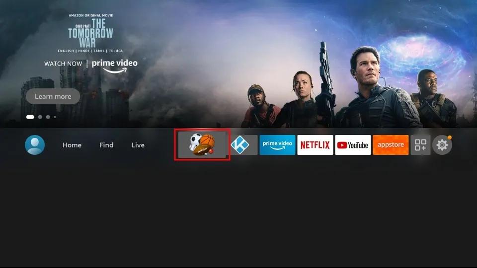 Dofu Sports app on firestick homescreen