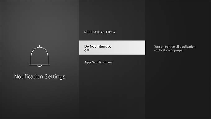 stop notifications from all apps on your Firestick for a while