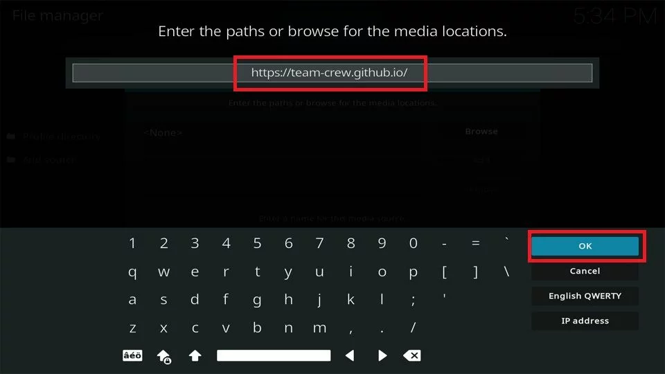 kodi select add source