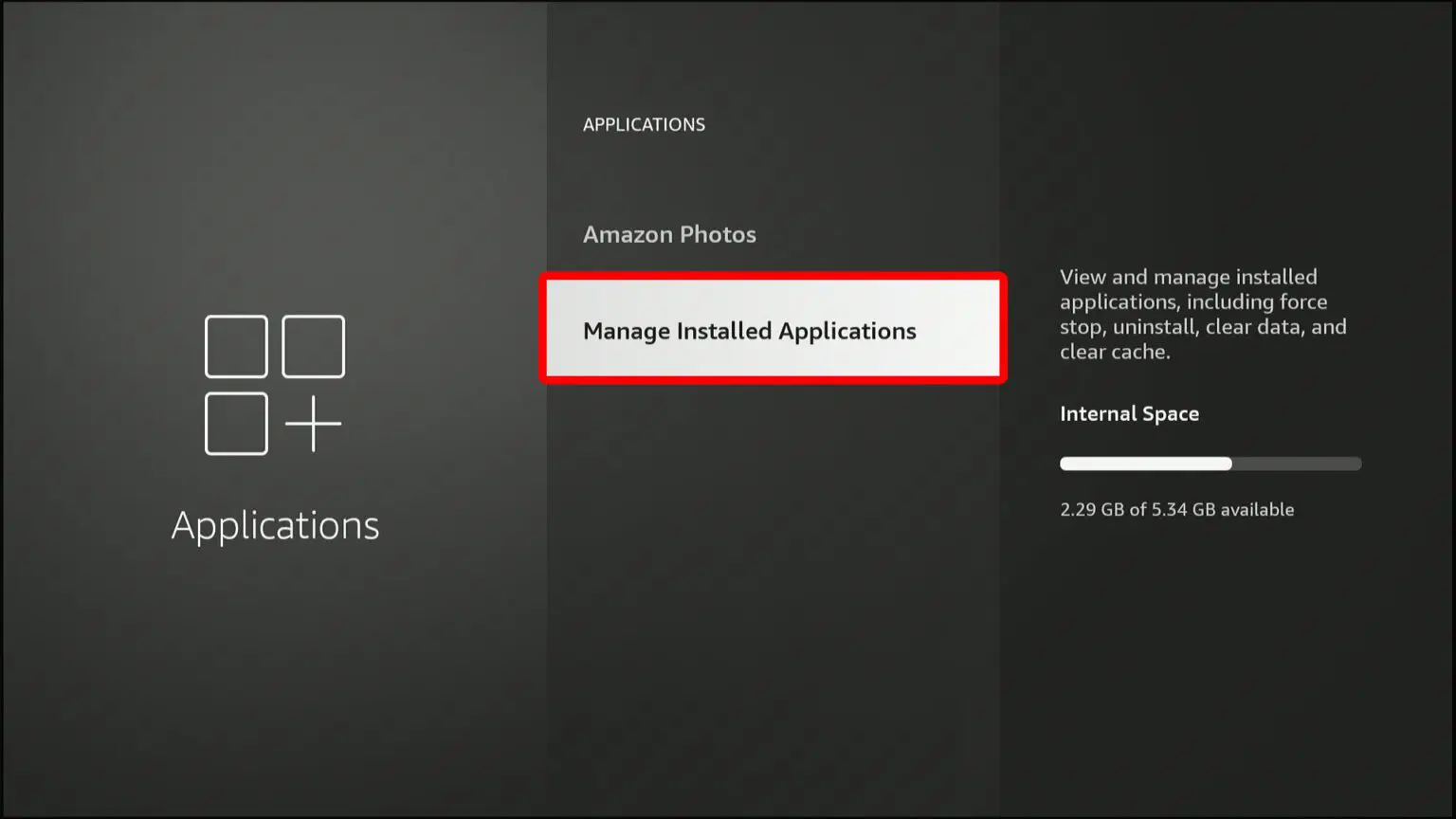 Free up space to Restart Firestick When Frozen