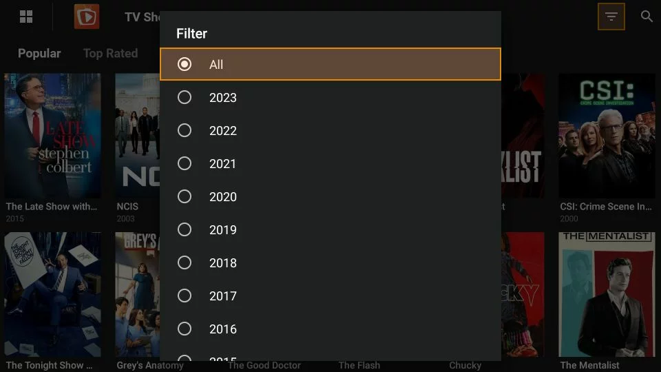 Set filters such as title year