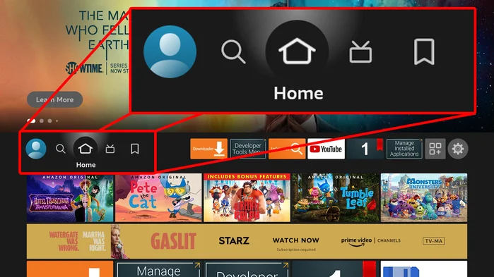 Fire TV home page