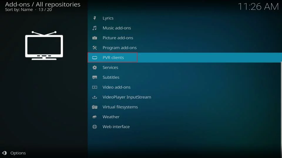 Kodi PVR clients