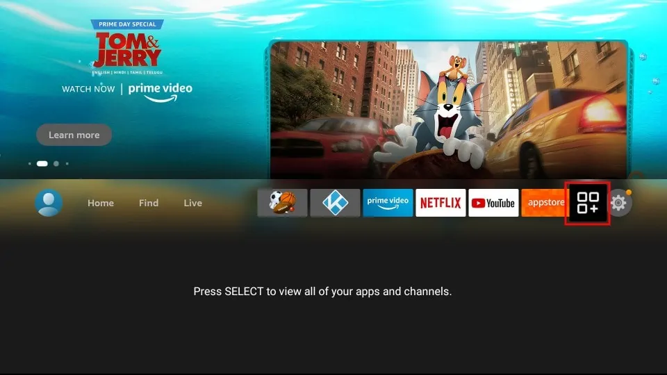 add MediaBox HD app to firestick homescreen