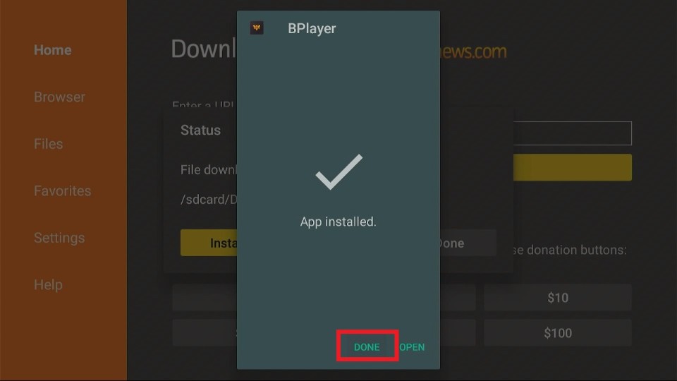 The BPlayer App will install