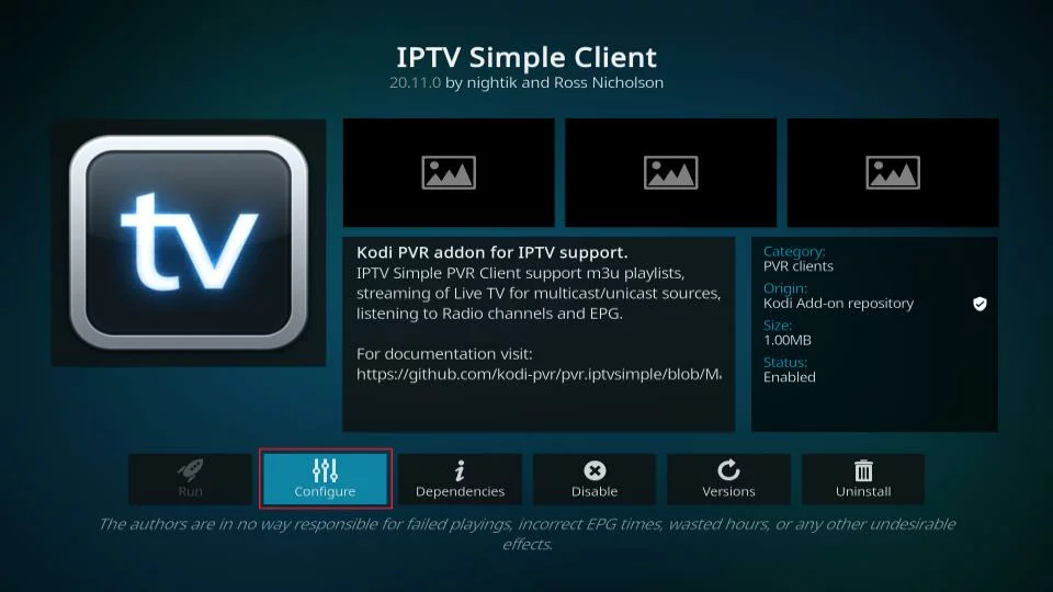 Kodi configure