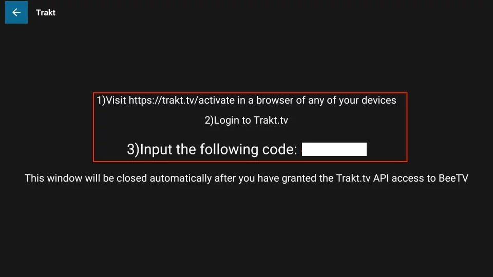 Follow Trakt's instructions