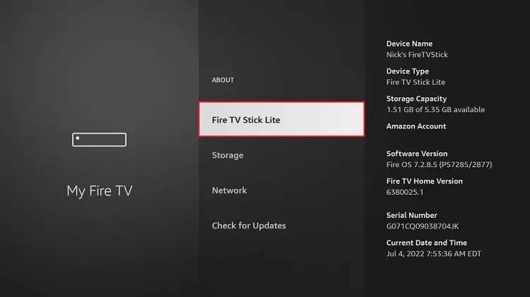 Quickly click on your Fire TV Stick