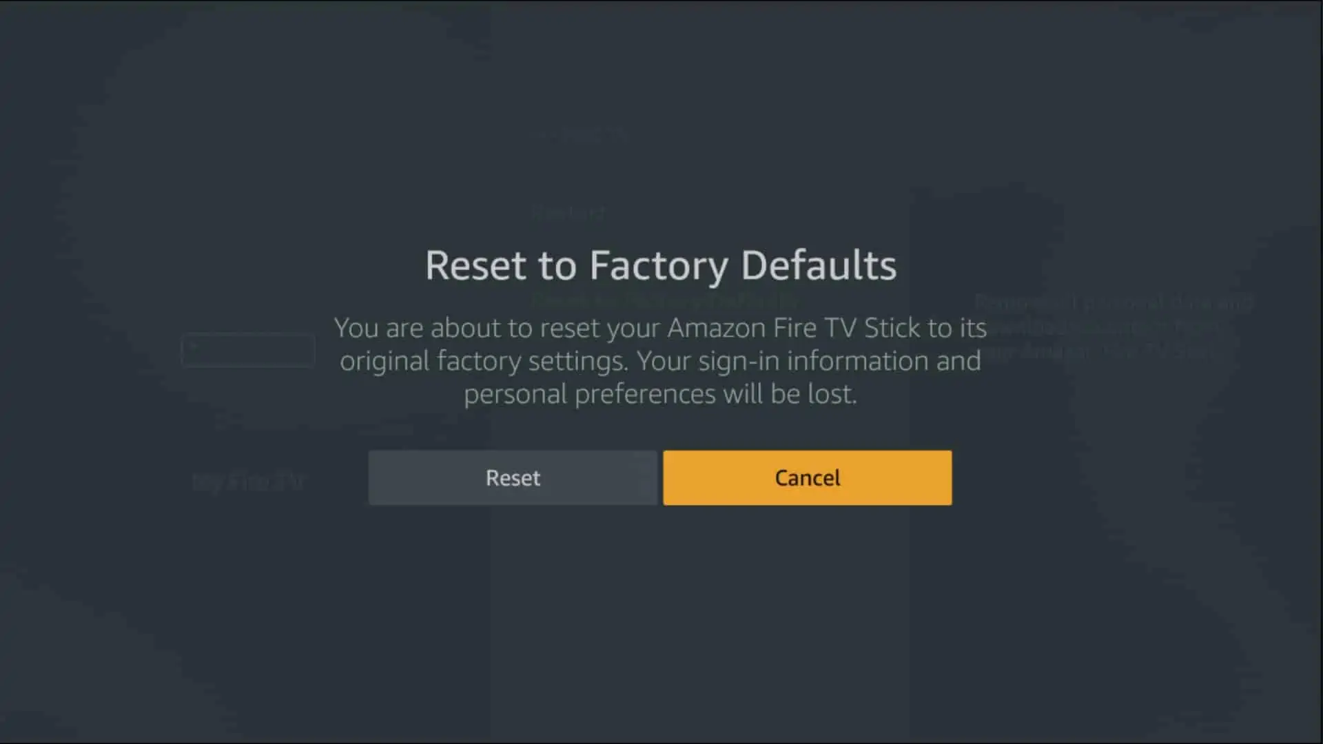 Factory reset to stop buffering on your Firestick