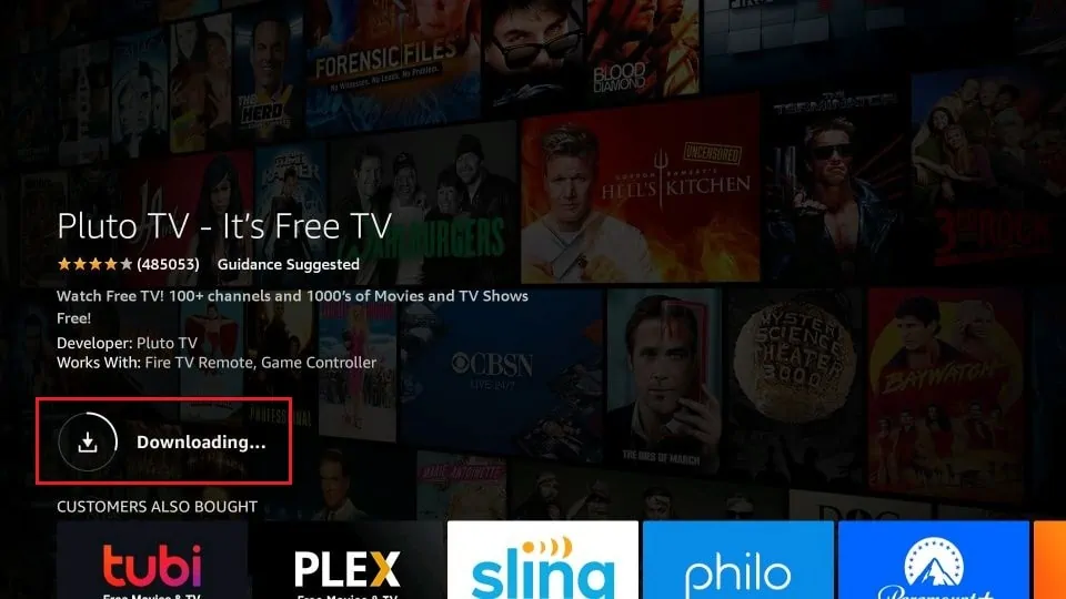 Wait for the pluto tv app to download and install on firestick