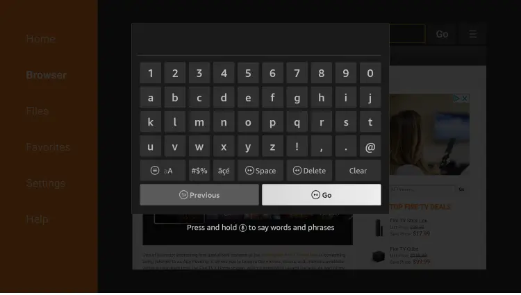 Use the keyboard to download MegaBox HD On firestick