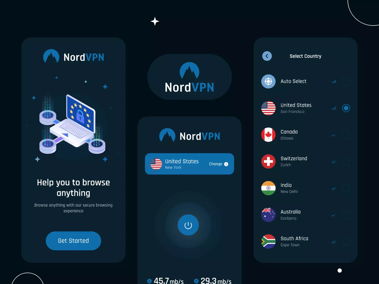 NordVPN Primary Controls