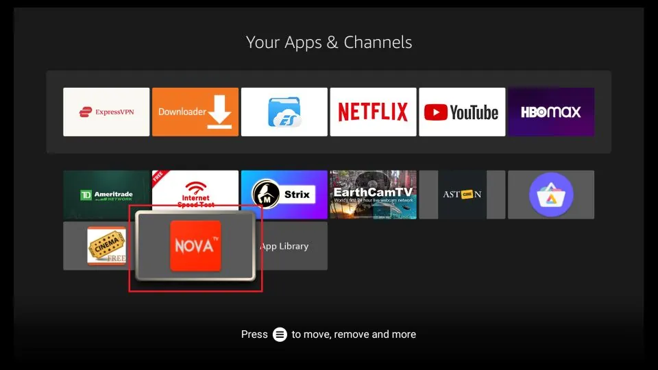 open the Nova TV APK