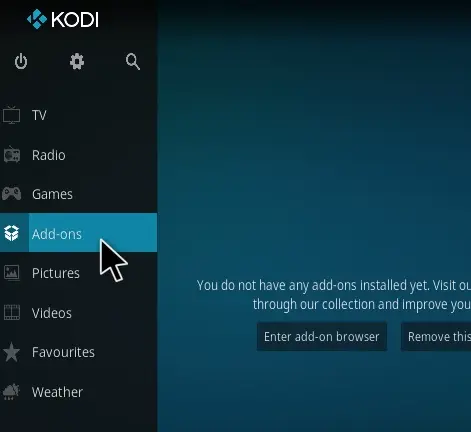 kodi gear icon