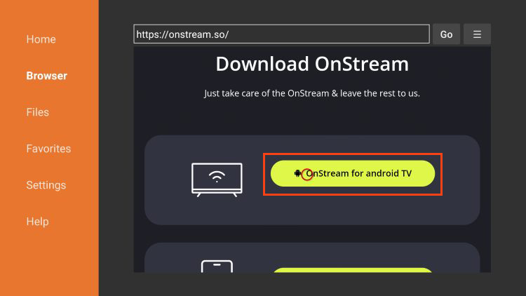 Use the keyboard to download OnStream On firestick