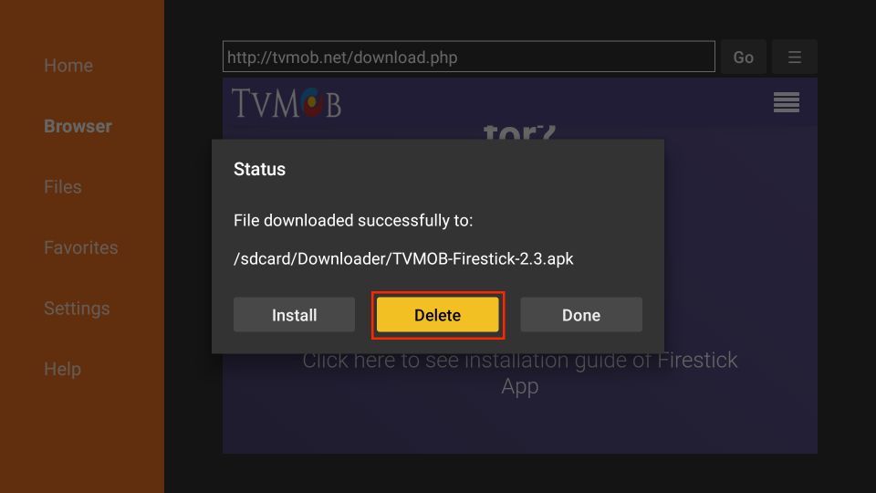 The TVmob APK file is useless