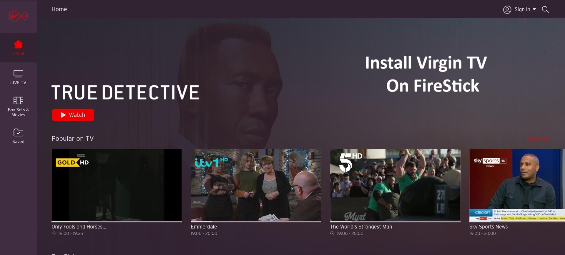 Install virgin TV Go on Firestick